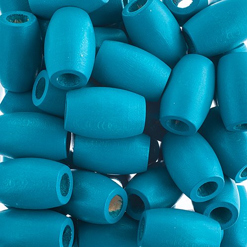 Large Hole Wood Beads - 22x33mm Oval - Turquoise (50)