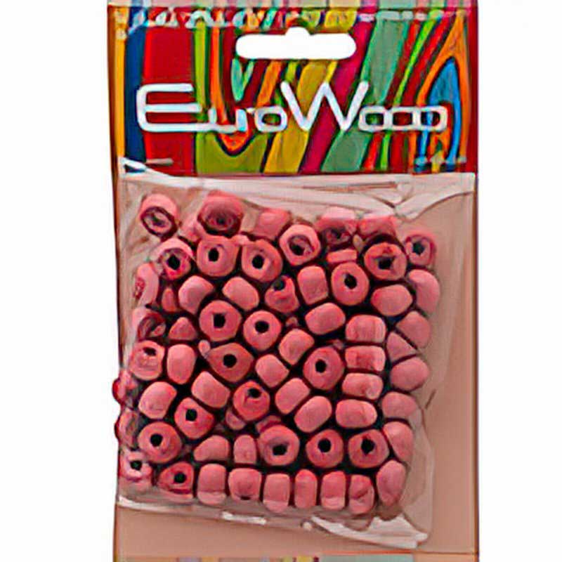 Euro Wood - 9x6mm Crow Beads - Pink (100pcs)