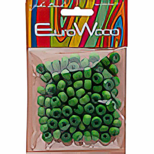Euro Wood - 9x6mm Crow Beads - Medium Green (100pcs)