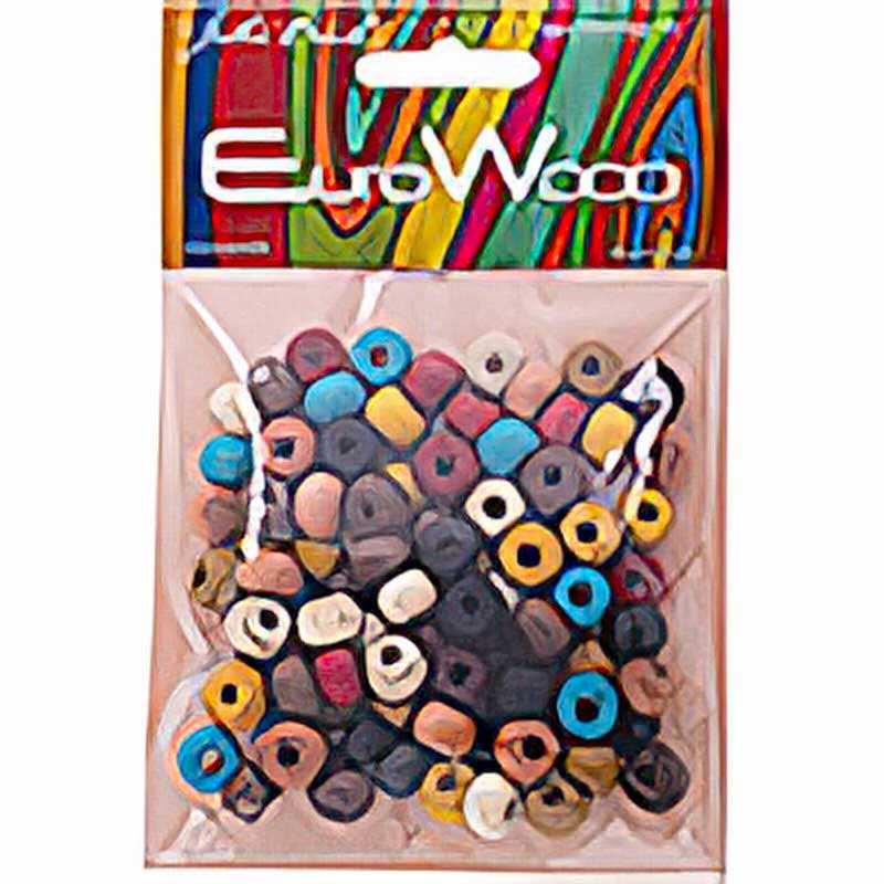 Euro Wood - 9x6mm - Crow Beads - Multi Mix (100pcs)