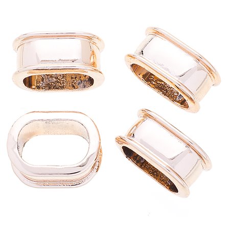 Metal Beads - Large Hole - ID 10mm Oval Channel Bead - Gold (4)