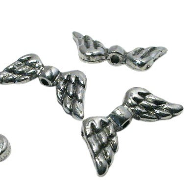 Metal Beads - Angel Wings - Antique Silver