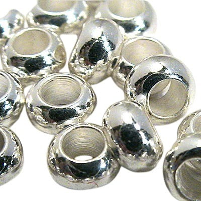 Metal Beads - Bighole Donuts - Bright Silvertone (10)