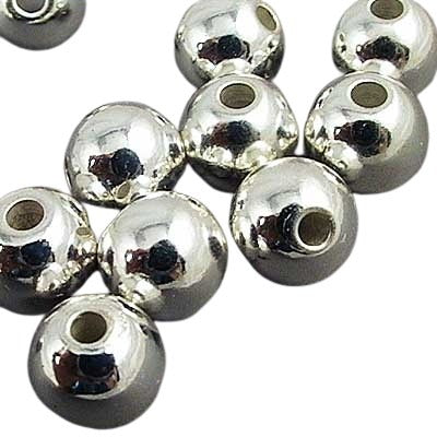 Metal Beads - 7mm - Seamless Rounds - Silvertone (pack of 25)