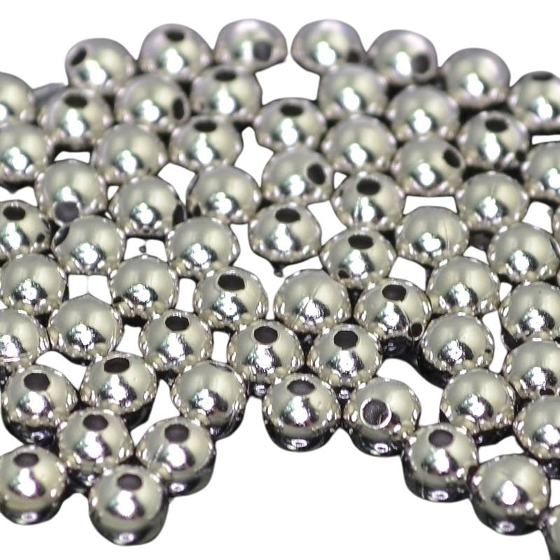 Metal Beads - 4mm - Round - Nickel Coloured (100)