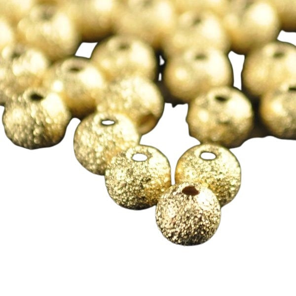 Metal Beads - 4mm - Stardust Round - Bright Gold (100)