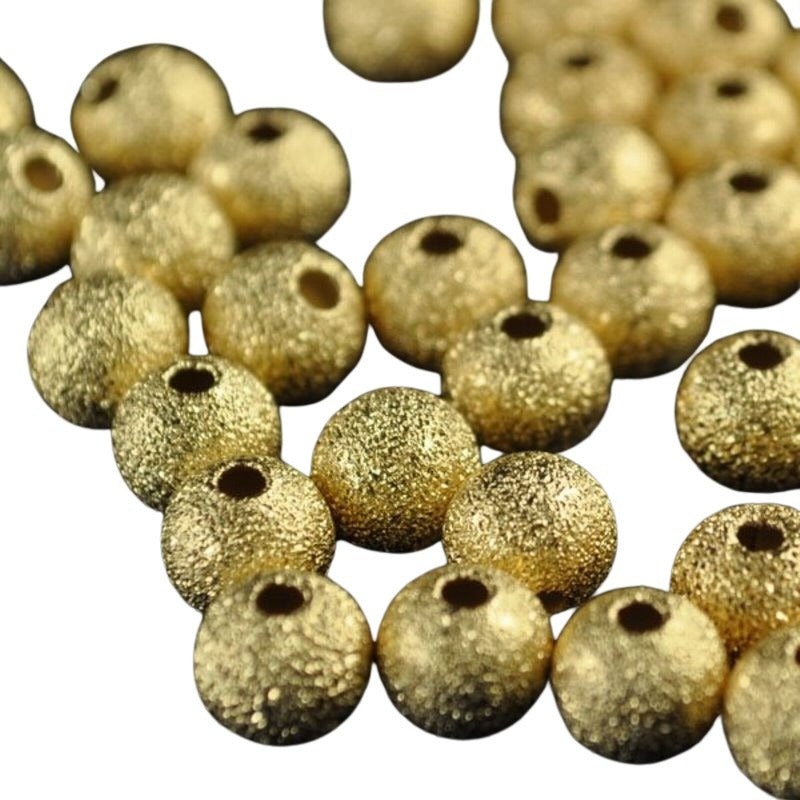 Metal Beads - 6mm - Stardust Round - Bright Gold (100)