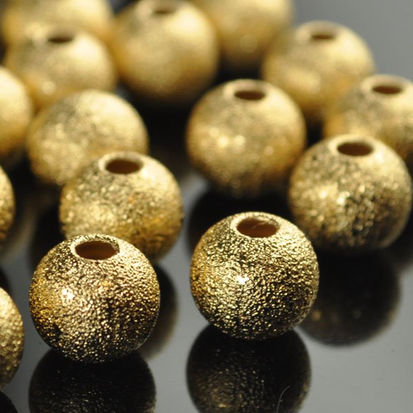 Metal Beads - 8mm - Stardust Round - Bright Gold (50)