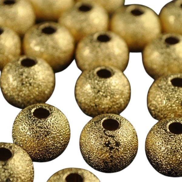 Metal Beads - 10mm - Stardust Round - Bright Gold (25)