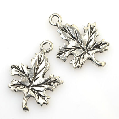 Maple Leaf Charm   Antiqued Silver Each
