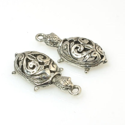 Filigree Turtle Charm   Ant Silver Each