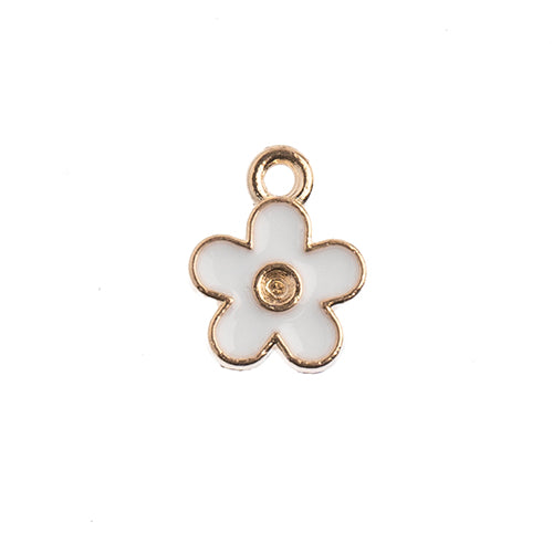 S&P Charm Small Flower   White 10pcs