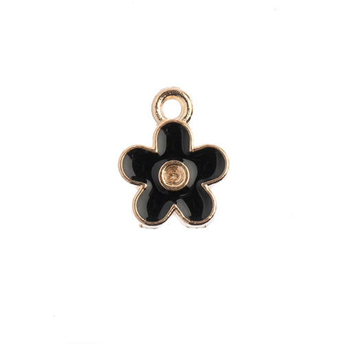 S&P Charm Small Flower   Black 10pcs