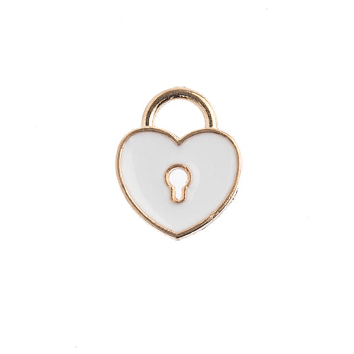 S&P Charm Heart Locket   White 10pcs