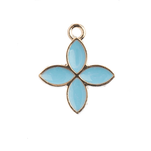 S&P Charm Four Petals   Lt Blue 10pcs