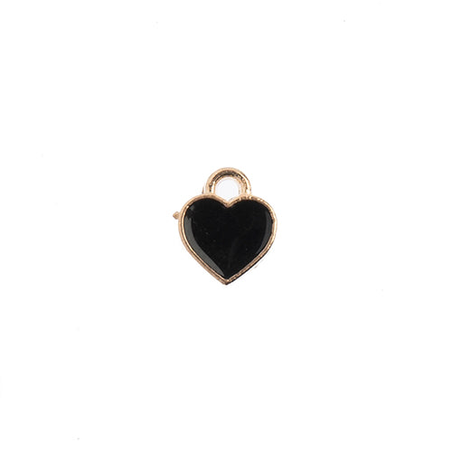 S&P Charm Small Hearts   Black 10pcs