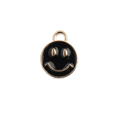 S&P Charm Happy Face   Black 10pcs
