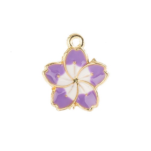 S&P Charm   Purple Flower 8pcs