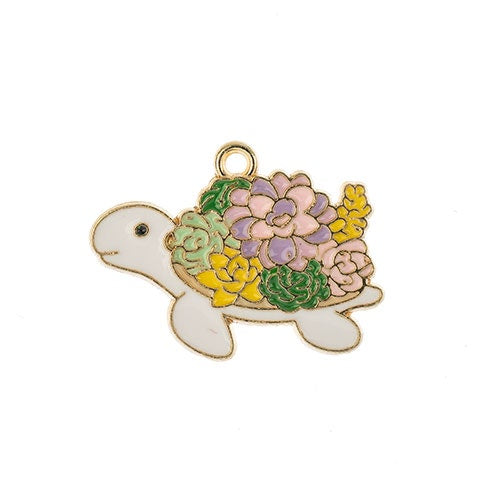 S&P Charm   Turtle w/Flowers 5pcs