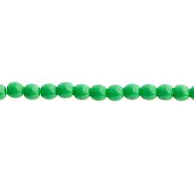 Glass Beads - 3mm Round - Opaque Green (62pc strand)
