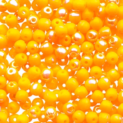 Glass Beads - 3mm - Round - Opaque Orange AB (120)