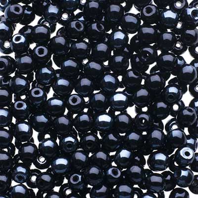 Glass Beads - 3mm - Round - Jet Hematite (120)