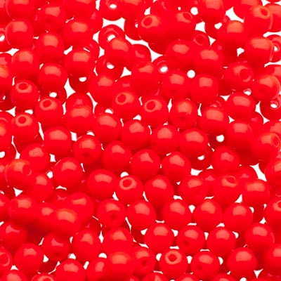 Glass Beads - 3mm - Round - Opaque Red (120)