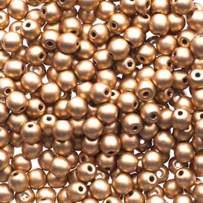 Glass Beads - 3mm - Round - Gold (120)