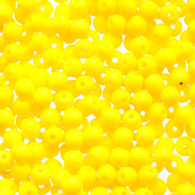 Glass Beads - 3mm - Round - Opaque Yellow (120)