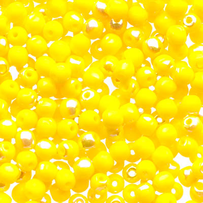 Glass Beads - 3mm - Round - Opaque Yellow AB (120)