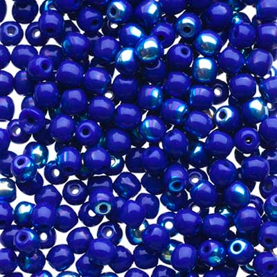 Glass Beads - 3mm - Round - Opaque Cobalt AB (120)