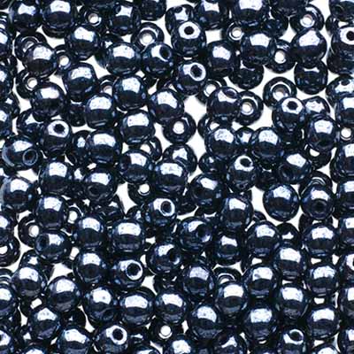 Glass Beads - 3mm - Round - Opaque Gunmetal (120)