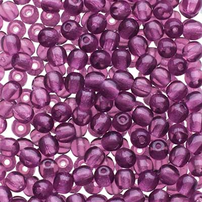 Glass Beads - 3mm - Round - Transparent Amethyst (120)