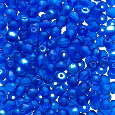 Glass Beads - 3mm - Round - Capri Blue AB (120)