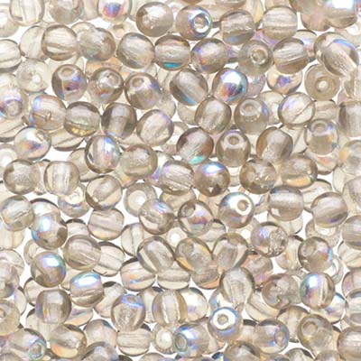 Glass Beads - 3mm - Round - Transparent Black Diamond AB (120)