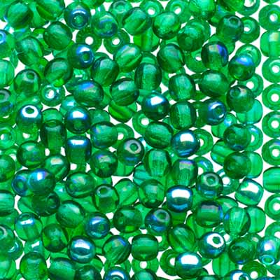 Glass Beads - 3mm - Round - Transparent Green AB (120)