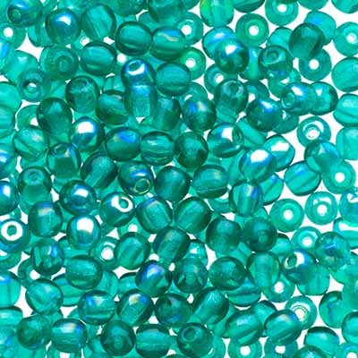 Glass Beads - 3mm - Round - Transparent Emerald AB (120)