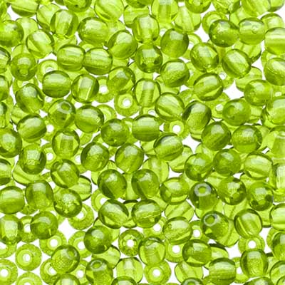 Glass Beads - 3mm - Round - Transparent Olivine (120)