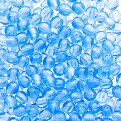Glass Beads - 3mm - Round - Transparent Light Sapphire (120)