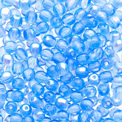 Glass Beads - 3mm - Round - Transparent Light Sapphire AB (120)