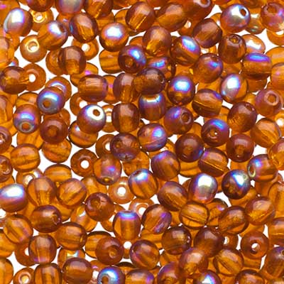 Glass Beads - 3mm - Round - Transparent Topaz AB (120)