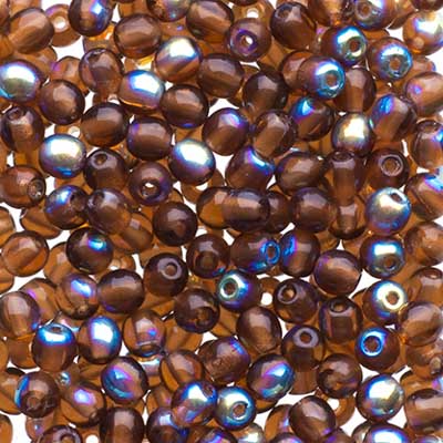 Glass Beads - 3mm - Round - Smoked Topaz AB (120)