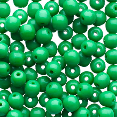 Glass Beads - 4mm - Round - Opaque Green (100)