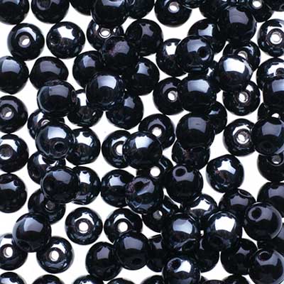 Glass Beads - 4mm - Round - Jet Hematite (100)