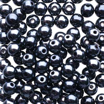 Glass Beads - 4mm - Round - Jet Hematite 2 (100)