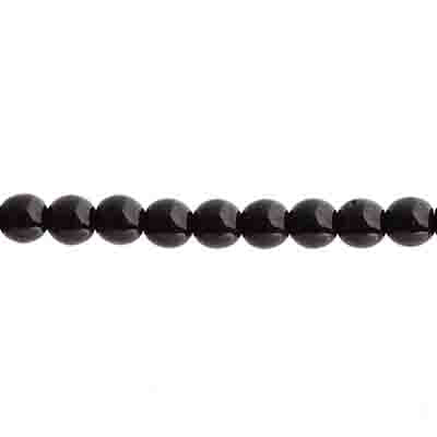 Glass Beads - 4mm Round - Opaque Jet (45pc strand)