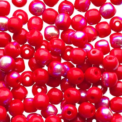 Glass Beads - 4mm - Round - Dark Red AB (100)