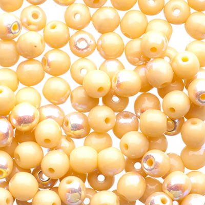 Glass Beads - 4mm - Round - Ivory AB (100)