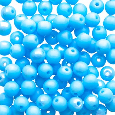 Glass Beads - 4mm - Round - Blue Turquoise AB (100)