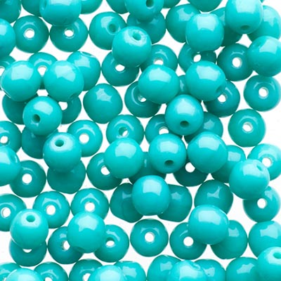 Glass Beads - 4mm - Round - Opaque Green Turquoise (100)